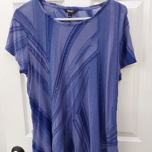 Charming Blue Patterned Short-Sleeve Women's Top